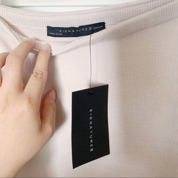 NWT Signature8 Taupe Solid Ribbed Bodycon Dress M​​​ - Picture 6 of 6